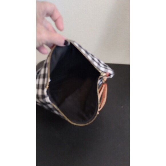 Funky Monkey Clutch Purse "Fold-Over" Black Check Leather - Picture 9 of 10